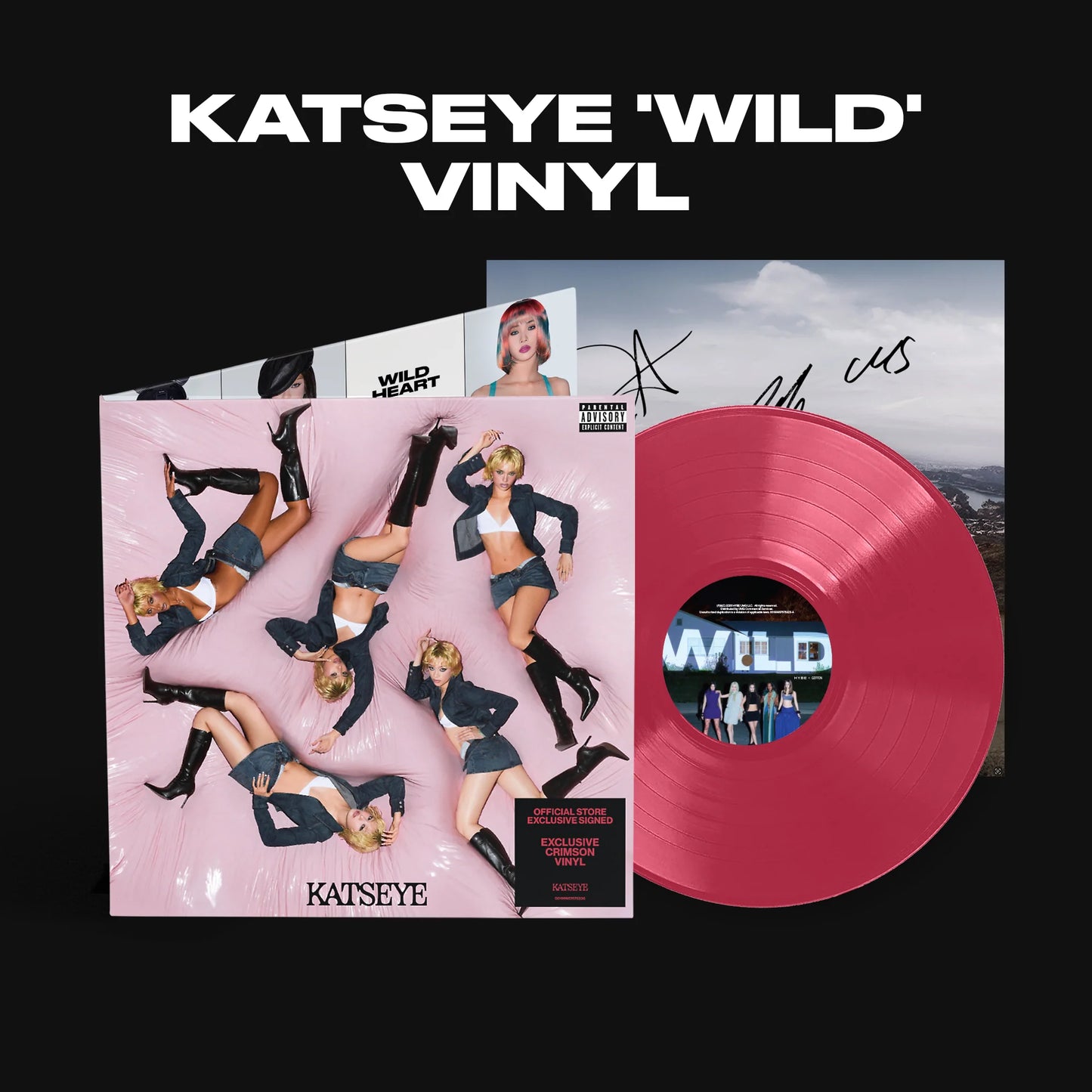 [SIGNED] KATSEYE - WILD (Crimson) LP with Signed Insert