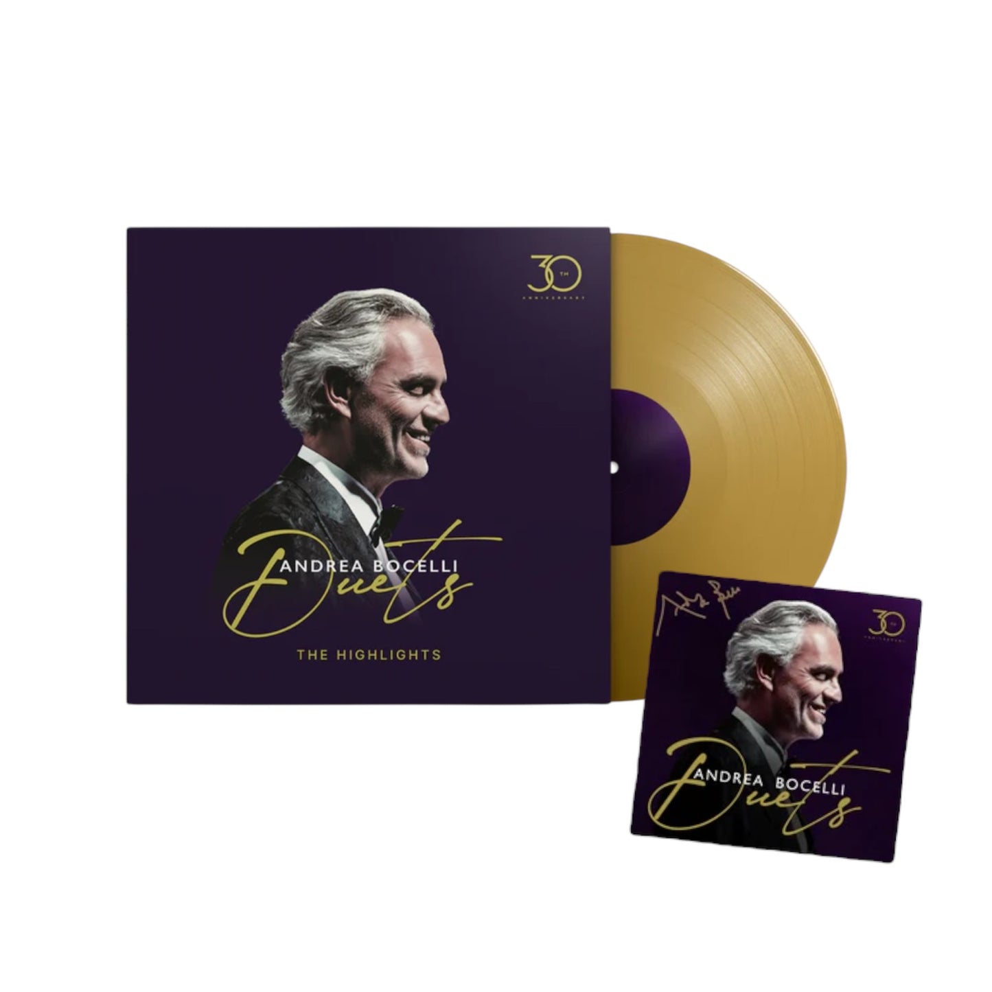 Andrea Bocelli - Duets (30th Anniversary: Exclusive Gold) With Signed Print LP Vinyl Record